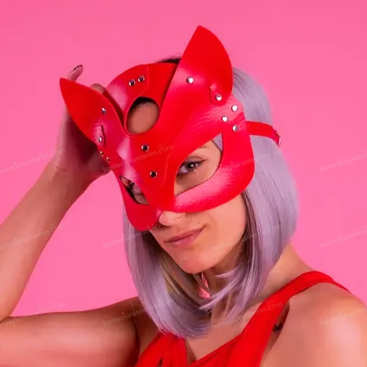 Fantezi Maske - Deri Kedi Maskesi - Görsel 8