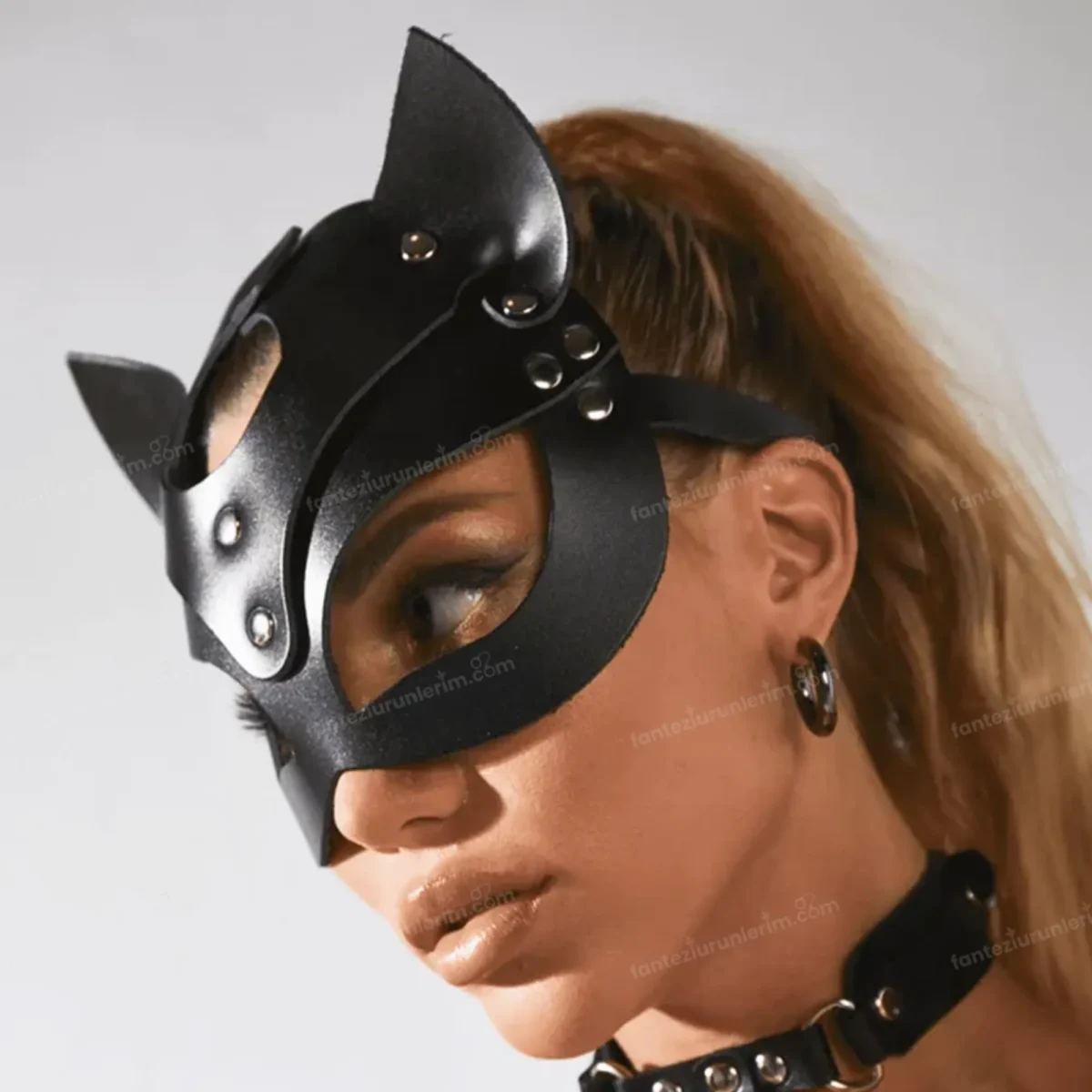 Fantezi Maske - Deri Kedi Maskesi - Görsel 4