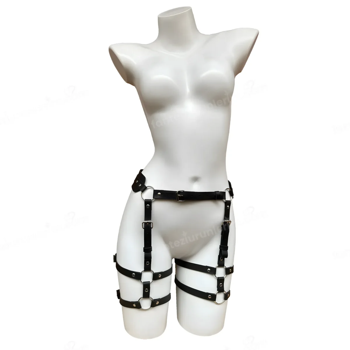 Fantezi İç Giyim - Pembe Deri Harness - Görsel 7